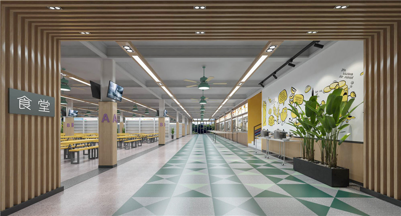 煙火百味與精神食糧并產(chǎn)的中學(xué)生食堂裝修設(shè)計案例—東盟黃岡中學(xué)